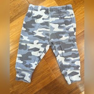 Baby camo jogging pants with truck on the bum. EUC.